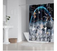 Accessoires salle de bain,Star Alien Wars motif rideau de douche ensemble tapis de bain tapis imperméable - Type Shower Curtain