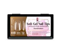 ACCESSOIRES - Soft Gel Nail Tips 504 Capsules Pose Américaine Demi-Mat Transparente 12 tailles - Short Coffin - - OCIBEL