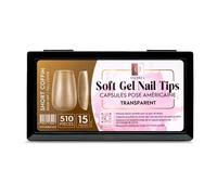 Accessoires - Soft Gel Nail Tips 510 Capsules Pose Américaine Full-Mat Transparente 15 tailles - Short Coffin - - OCIBEL