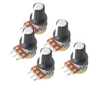 Accessoires spécialisés 5Set WH148 potentiomètre conique rotatif linéaire 3Pin 1K-1M Ohm résistances variables arbre 15mm avec boutons AG2 blancs, écrous et rondelles (Size : 50K Ohm)