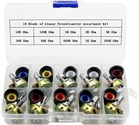 Accessoires spécialisés Commutateur de limite WH148 Kit de potentiomètre B1K 2K 5K 10K 20K 50K 100K 500K 1M 15mm Ensemble de résistances de potentiomètre rotatif conique linéaire 3 broches avec capuch