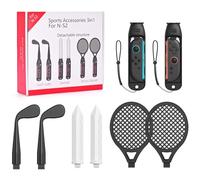 Accessoires Sport Switch 2, Kit 10 en 1 avec Raquettes de Tennis, Clubs de Golf, Épées, Poignées J-Con et Bracelets, Compatible Jeux Sportifs Switch 2