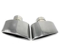 Accessoires Voiture 1 Paire LR Embout D'échappement Universel En Acier Inoxydable 150mm Sortie Roulé Ovale Incliné Silencieux Tuyau De Queue Gorge Queue(67MM IN-150MM OUT)