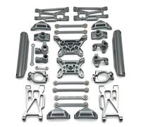 Accessoires Voitures RC Compatible avec MJX 10208 1/10 RC, Accessoires De Pièces De Voiture en Métal Avant Et Arrière pour Bras Oscillant, Tasse De Direction, Support De Moyeu, Tige De Liaison,