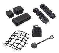 Accessoires Voitures RC pour Axial pour SCX10 pour TRAXXAS pour TRX4 5 Pièces 1/10 Échelle pour Sable Boîte Rangement Filet À Bagages Pelle pour Décoration Réservoir Voiture sur Chenilles RC(Black)