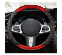 Accessoires Volant Couvre-Volant De Voiture en Cuir Et Fiber De Carbone, Accessoires D'intérieur 38CM pour BMW F01 F06 F30 F10 F15 F16 F20 F21 F25 Volant Voiture(Noir Rouge)