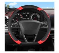Accessoires Volant Couvre-Volant De Voiture en Cuir PU en Forme De D, 38CM, Accessoires D'intérieur pour Seat pour Ibiza pour Exeo pour Ateca Volant Voiture(Rouge)