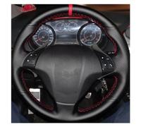 Accessoires Volant Housse Volant Voiture en Cuir Artificiel Noir Accessoires D'intérieur pour Fiat pour Punto pour Bravo pour Linea Volant Voiture(Fil Noir)