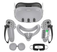 Accessoires VR pour Meta Quest 3, étui de protection en silicone VR pour Meta Quest 3, avec couvercle d'ouverture de batterie, comprend une housse en cuir pour manette de contrôleur, une coque de