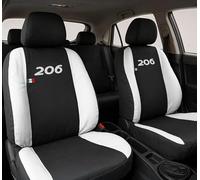 Accessori Lupex - Housses de Siège pour 206, Noir et Blanc, Made in Italy, Avant-arrière, Tissu Polyester