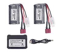 Accessories 2PCS 7.4V 800mAh T-Plug Batterie au Lithium and 1PCS Chargeur 2 en 1 pour YC100 HM161 HM162 HM166 HM201 9145 RC Toy Car RC 4WD High Speed Off-Road RC Car