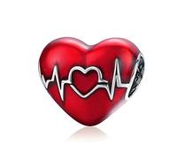 Accessories Charm Beads for Necklace Dangle Bead DIY Women's Bracelet Necklace Pendant Bead for Bracelet Heartbeat Red Love Heart Electrocardiogram