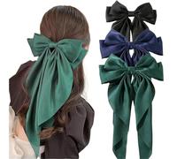 Accessories Hair Clips For Women Girls Big Bowknot Solid Satin Long Ribbon Bows Spring Clamp Barette Cheveux Femme(S7-3PCS)