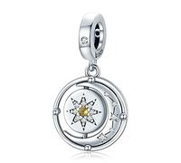Accessories Necklace Pendant Charm Beads for Necklace Dangle Bead DIY Women's Bracelet Bead for Bracelet Star and Moon Circulation Zircon Crescent
