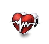 Accessories Necklace Pendant Charm Beads for Necklace Dangle Bead DIY Women's Bracelet Bead for Bracelet Heartbeat Red Electrocardiogram Heart