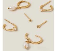 Accessorize Accessorize 14{Boucles d'oreilles en plaqué or avec perles et clous d'oreilles 3 Lot