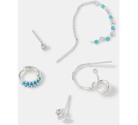 Accessorize Accessorize 925 Sterling Silver Blue Stone Stud & Hoop Earrings 5-Pack