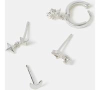 Accessorize Accessorize 925 Sterling Silver Celestial Stud & Hoop Earrings 4 Pack