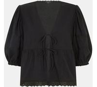 Accessorize Accessorize Black Puff Sleeve Tie Front Blouse