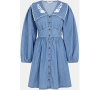 Accessorize Accessorize Blue Embroidered Collar Denim Mini Dress Blue Medium