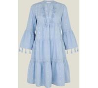 Accessorize Accessorize Blue Flute Sleeve Tassel Tiered Mini Dress Blue X-Large
