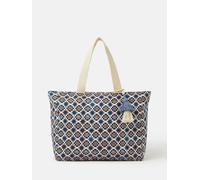 Accessorize Accessorize Blue Tile Print Beach Tote Bag
