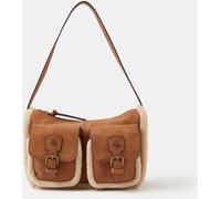Accessorize Accessorize Brown Faux Shearling Pocket Shoulder Bag