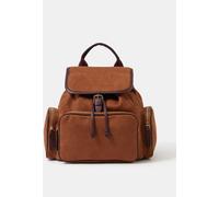 Accessorize Accessorize Brown Multi-Pocket Faux Suede Backpack