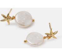 Accessorize Accessorize Gold 14ct Gold-Plated Starfish Pearl Drop Earrings