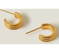 Accessorize Accessorize Gold 14ct Plated Ridge Huggie Hoop Earrings