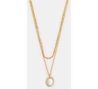 Accessorize Accessorize Gold Tone 14ct Gold-Plated Clear Quartz Pendant Layered Necklace
