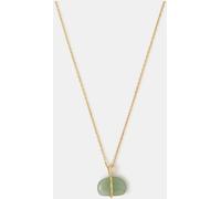 Accessorize Accessorize Gold Tone 14ct Gold-Plated Green Aventurine Pendant Necklace