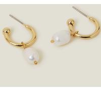 Accessorize Accessorize Gold Tone 14ct Pearl Drop Hoop Earrings