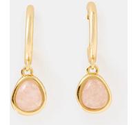 Accessorize Accessorize Gold Tone 14ct Rose Quartz Drop Hoop Earrings