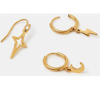Accessorize Accessorize Gold Tone Stainless Steel Celestial Hoop Earrings 3-Pack