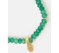 Accessorize Accessorize Green 14ct Gold-Plated Healing Stone Bead Charm Bracelet