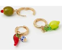 Accessorize Accessorize Green Glass Fruit Charm Huggie Hoop Earrings 3-Pack
