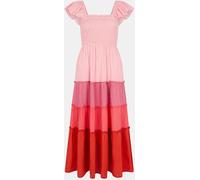 Accessorize Accessorize Pink Colourblock Tiered 100% Cotton Maxi Dress Pink Medium