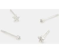 Accessorize Accessorize Silver 2-Pack Sterling Silver Diamanté & Star Stud Earrings
