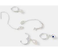 Accessorize Accessorize Silver Sterling Silver-Plated Freshwater Pearl Stud & Hoop Earrings 5 Pack