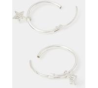 Accessorize Accessorize Silver Tone Sterling Star Charm Hoop Earrings