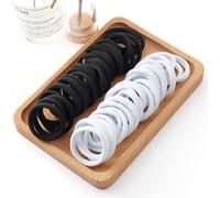 Accessorize Kingdom Lot de 50 élastiques à cheveux en coton texturé pour queue de cheval, élastiques doux sans couture pour cheveux épais et fins (blanc/noir)