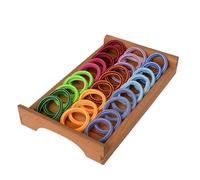 Accessorize Kingdom Lot de 60 élastiques à cheveux en coton texturé pour queue de cheval, élastiques doux et sans couture pour cheveux épais et fins (imprimé rayé, 60 pièces)