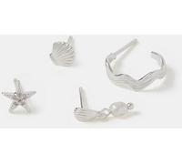 Accessorize Lot de 4 boucles d'oreilles Accessorize plaqué argent sterling à clous et créoles