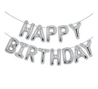 Accevo Ballon de baudruche argenté Happy Birthday Balloon 16 Inch Mylar Foil Letters Balloons Happy Birthday Banner for Kids Child Adults Boys Girls Happy Birthday