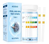 Accevo Bandelettes de test pour jacuzzi, Kit 3 en 1 pour tester l'eau de piscine pour le chlore/brome, le pH, l'alcalinité totale -Bandelettes de test faciles et précises pour les piscines et les spas