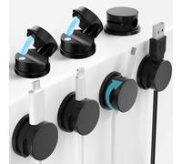 Accevo Lot de 6 organiseurs de câbles magnétiques rotatifs à 360 °, supports de câbles pour le bureau, clips de câbles ronds autocollants, organiseurs de câbles pour téléphones portables