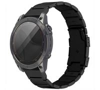 Accezz Bracelet en acier Titane mat - Connexion Garmin 22 mm - Noir
