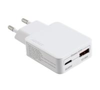 Accezz Chargeur GaN Ultra Slim - USB-C + USB-A - 45 W - Blanc