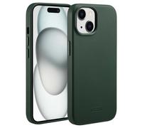 Accezz Accezz Coque arrière en cuir avec MagSafe iPhone 15 Cedar Green Vert foncé
